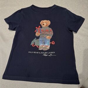 POLO RALPH LAUREN Unisex Kids Navy Short Sleeved Polo Bear T-Shirt, Size 6
